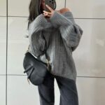 off shoulder sweater for women, long sleeve sweater, pullover sweater for women, loose knitted sweater, oversized knitted sweater