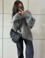 off shoulder sweater for women, long sleeve sweater, pullover sweater for women, loose knitted sweater, oversized knitted sweater