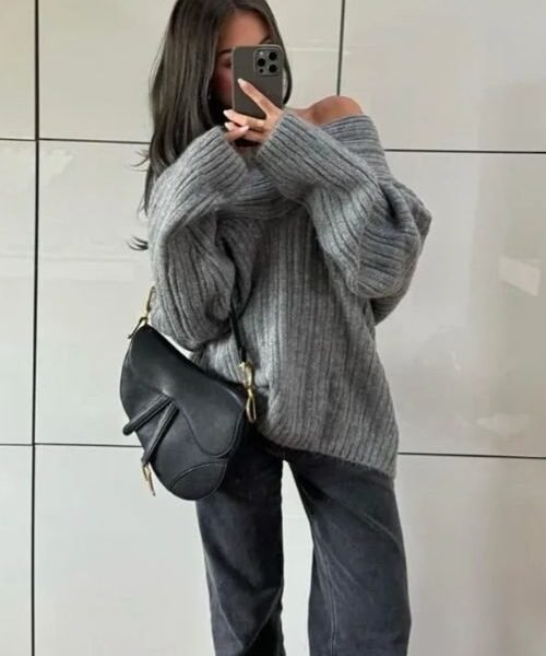 off shoulder sweater for women, long sleeve sweater, pullover sweater for women, loose knitted sweater, oversized knitted sweater