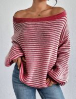 off shoulder sweater for women, long sleeve sweater, pullover sweater for women, casual winter sweater, knitted pullover sweater