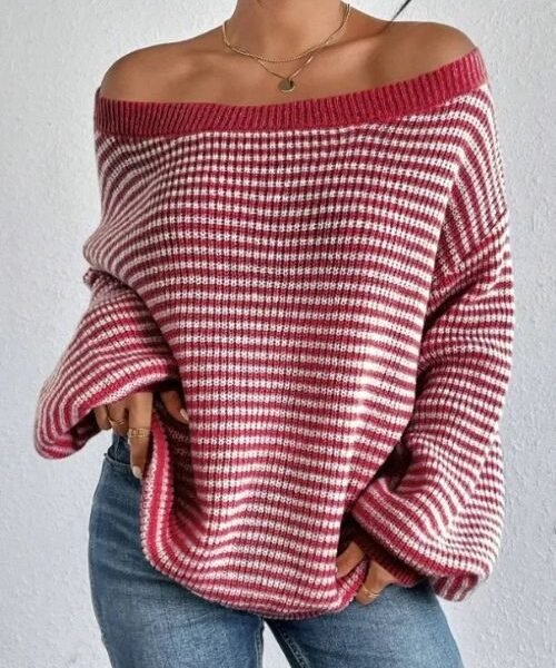 off shoulder sweater for women, long sleeve sweater, pullover sweater for women, casual winter sweater, knitted pullover sweater