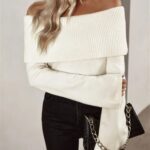off shoulder sweater for women, long sleeve sweater, pullover sweater for women, casual winter sweater, backless pullover sweater