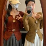 casual knitted peplum sweater, solid button knitted sweater, solid color peplum sweater, Stylish women's peplum sweater