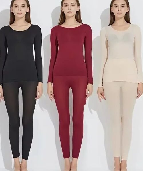 winter long sleeve thermal, thermal pajama set, thermal winter nightwear, winter pajama set