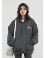 casual women's printed hoodie, loose fit pullover hoodie, women's pullover hoodie, letter printed hoodie