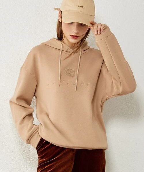 women's embroidered hoodie, women’s fleece hoodie, cozy drop sleeve hoodie for women, warm winter hoodie for women