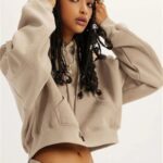 Women’s cropped hoodie, long sleeve crop top hoodie, Oversized crop hoodie for women, Casual streetwear crop hoodie