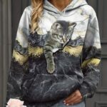 Oversized 3D Print Graphic Hoodie For Women