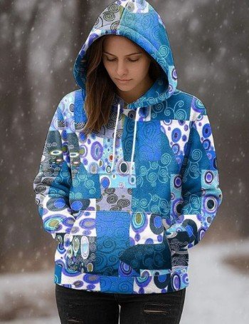 vintage geometric print hoodie, Retro graphic hoodie, Stylish vintage graphic print hoodie, Colorful geometric hoodie retro fashion