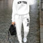 nyc graphic design athletic hoodie, women athletic hoodie, new york print hoodie, women's 2 piece set