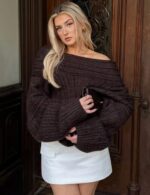 casual off shoulder oversized sweater