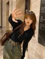 button front v neck sweater