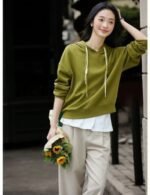 sporty knitted hoodie for women