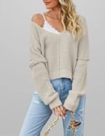 pullover deep v neck sweater