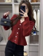 classic women’s peplum knit cardigan sweater