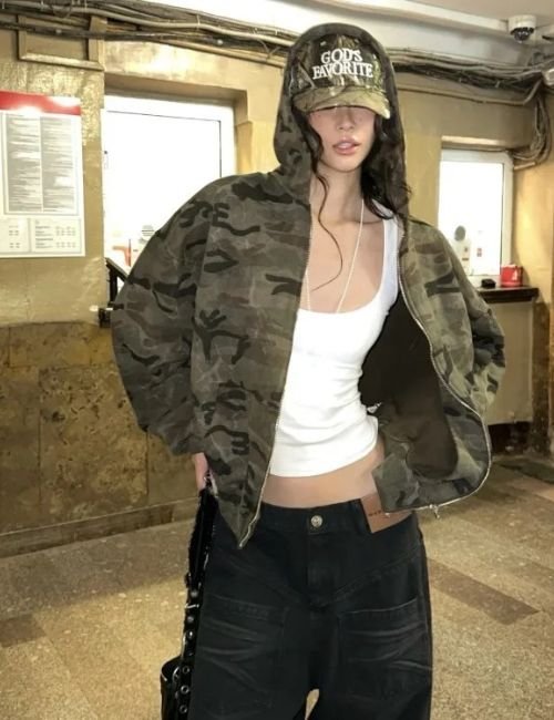 Lightweight Women’s Camouflage Zip Up Hoodie urban camo zip up sweatshirt hoodie