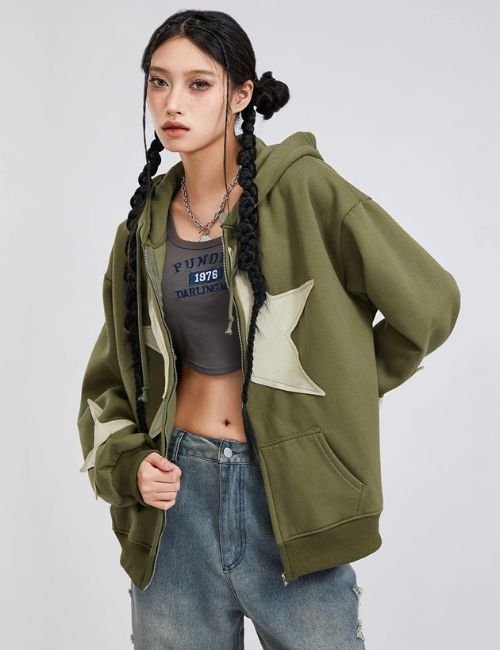 Retro Y2K Star Print Hoodie retro y2k star hoodie