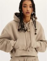 Oversized crop hoodie for women