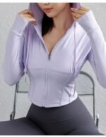 long sleeve zip up cropped hoodie