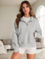 half zip designer hoodie for women