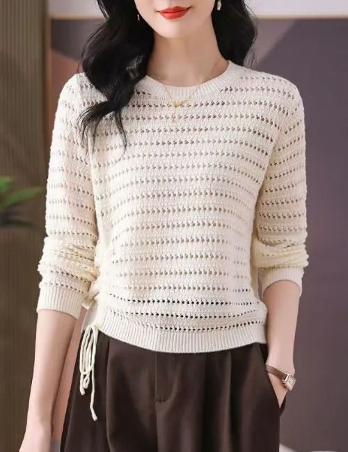 Cozy Long Sleeve Peplum Sweater round neck knitted sweater