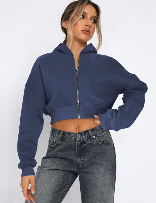 Women’s Casual Fleece Zip Up Hoodie Soft fleece hoodie with zip for women