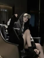 black oversized letter print hoodie