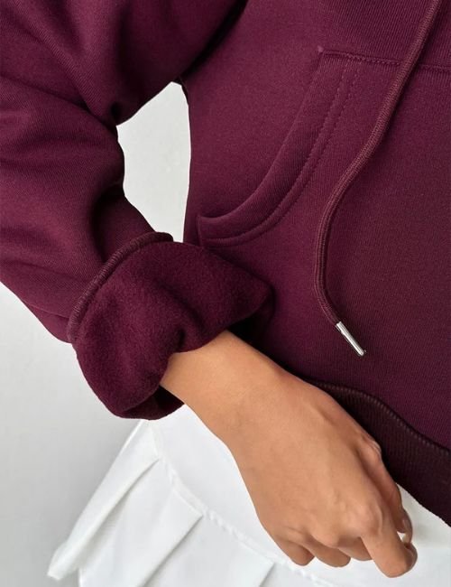 Comfy Women’s Pullover Fitted Hoodie burgundy fitted hoodie for women
