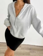 relaxed fit half zip hoodie