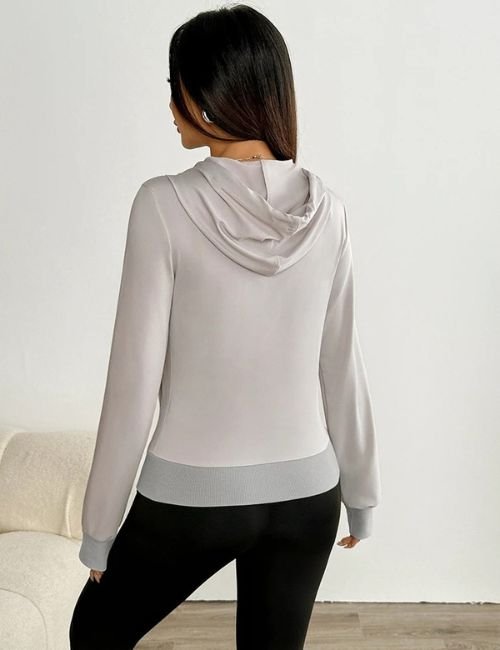 Women’s Long Sleeve Zip Up Fitted Hoodie women lace up fitted hoodie