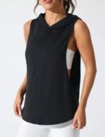 Trendy Black Sleeveless Outfit Hoodie