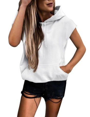 Pullover Sleeveless Grey Hoodie white oversized sleeveless hoodie