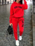 red athletic hoodie for women