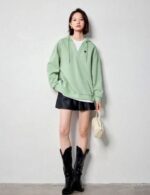 light green embroidered hoodie