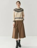 geometric print mock neck sweater