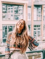 colorful chunky knit sweater