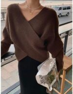 casual long sleeve wrap sweater