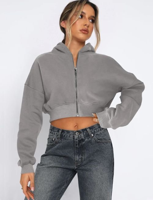 Women’s Casual Fleece Zip Up Hoodie Warm fleece zip up hoodie for women