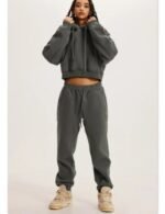 long sleeve crop top hoodie for women