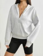women’s relaxed fit half zipper hoodie outfit
