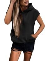 black sleeveless pullover hoodie