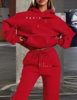 red athletic hoodie with fleece lining