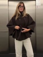 stand collar poncho for women