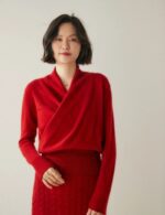 long sleeve cashmere crossover sweater