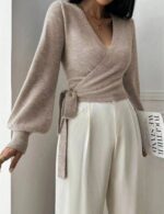 casual women wrap sweater