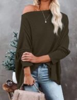 long sleeve asymmetrical hem sweater