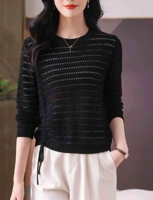 Cozy Long Sleeve Peplum Sweater casual round neck sweater