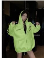 casual oversized hoodie with zipper and pockets