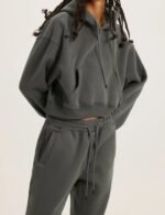 gray crop top hoodie for women