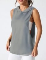 Grey Sleeveless Hoodie for Women